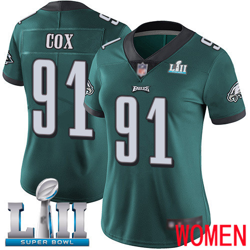 Women Philadelphia Eagles #91 Fletcher Cox Midnight Green Team Color Vapor Untouchable NFL Jersey Limited->women nfl jersey->Women Jersey